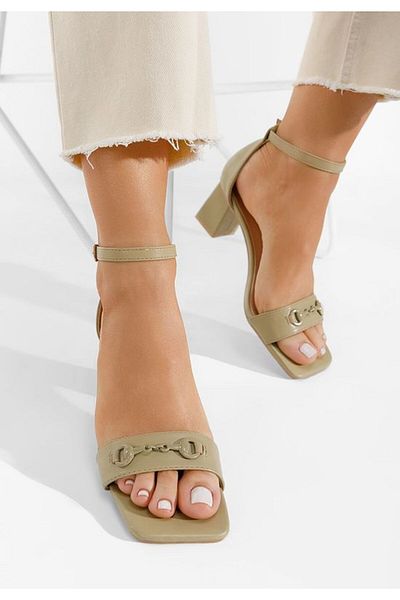 B T Shoes Sandale cu toc gros Damia verzi