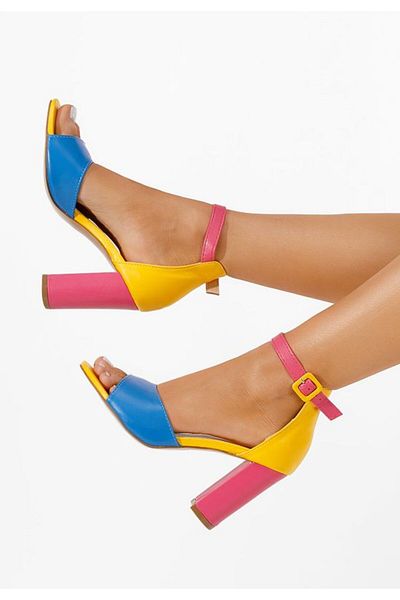 B T Shoes Sandale cu toc gros Zandra multicolore