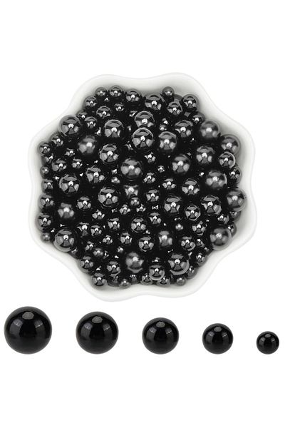 PASAMİA 10 mm Black Color Non-Perforated Pearl 25 g (45-50 Pieces) Pearl Nails Not Included