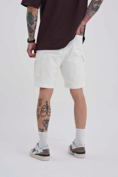 Machinist Ανδρικό σορτς Cargo Basic Relaxed Ecru με τσέπες