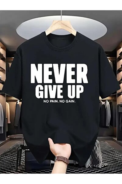 LAND MODA Tricou pentru bărbați „Never Give Up” Imprimat, țesătură din plasă,...