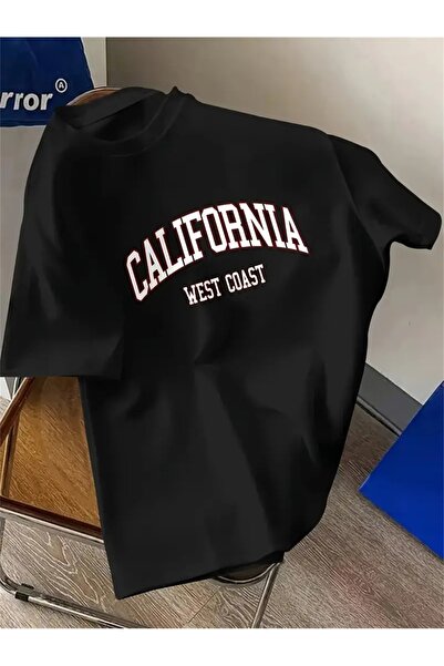 LAND MODA تيشيرت رجالي عصري مطبوع عليه رسومات كاليفورنيا، بقصة عادية، مريح ون...