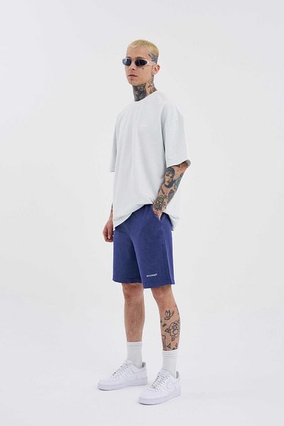 Machinist Ανδρικό πολυτελές Basic Washed Relaxed Navy Blue Cloudy σορτς