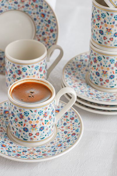 AEN PORSELEN Aen Turquesa 12 Piece Coffee Cup Set for 6 People
