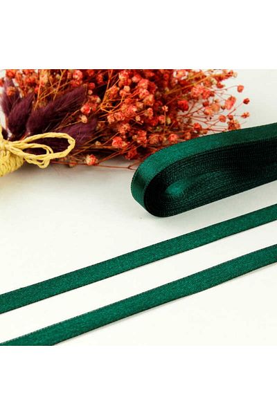 PASAMİA Emerald Green Satin Ribbon 1 cm 10 Meters (2 Pieces)