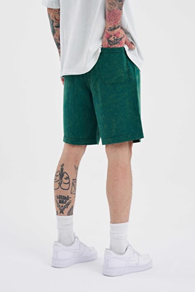 Machinist Ανδρικό πολυτελές Basic Washed Relaxed Petrol Green Spotted σορτς