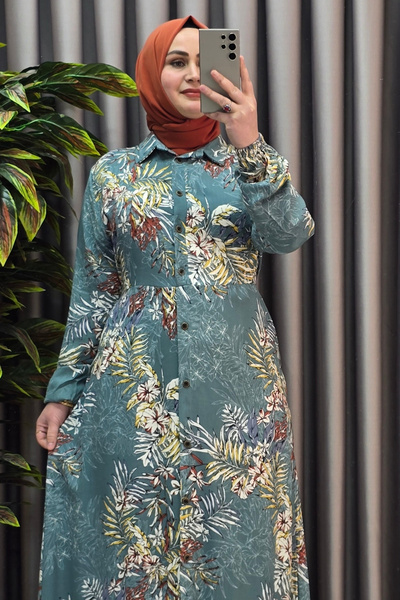 Elmas Tesettür Γυναικεία Ρούχα Μεγάλου Μεγέθους Φόρεμα Παλμίδας