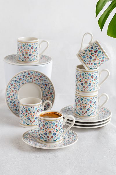 AEN PORSELEN Aen Turquesa 12 Piece Coffee Cup Set for 6 People