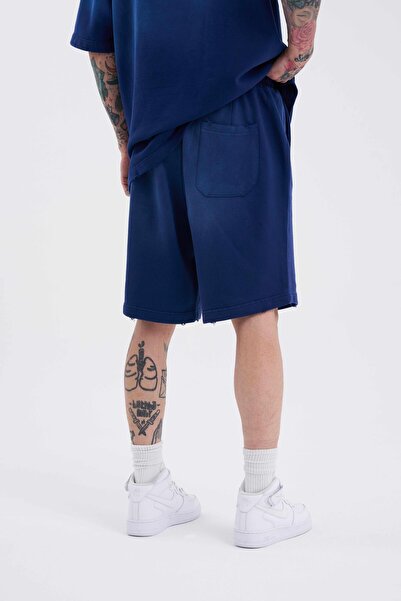 Machinist Чоловічі шорти oversize синього кольору з ефектом вимивання