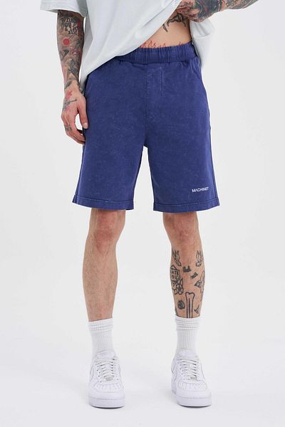 Machinist Ανδρικό πολυτελές Basic Washed Relaxed Navy Blue Cloudy σορτς