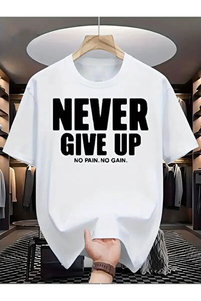 LAND MODA Tricou pentru bărbați „Never Give Up” Imprimat, țesătură din plasă,...