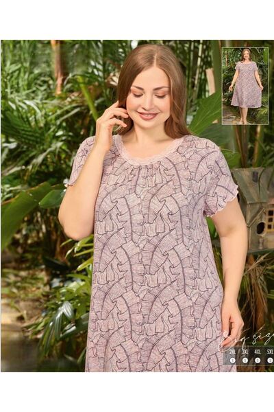 İpek Women's Short Sleeve Plus Size Lace Nightgown