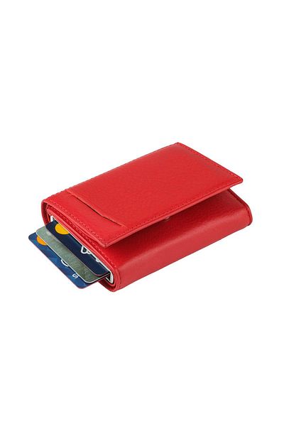 Bagacar Genuine Leather Mechanized Wallet/Card Holder Red