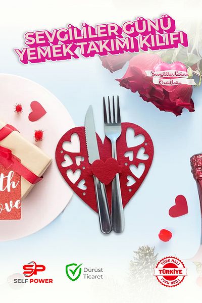 Self Power 2Pcs Valentine's Day Tableware Set, Valentine's Day Table Decorations