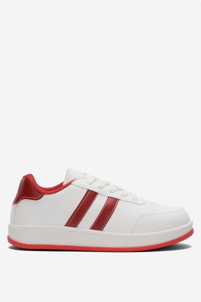 Liger Unisex Flat Light Sole Sneaker - White-Red