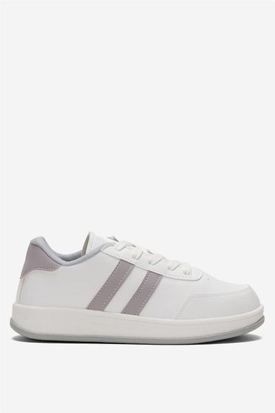 Liger Unisex Flat ελαφριά σόλα Casual Sneaker Παπούτσια ΛΕΥΚΟ - ΓΚΡΙ