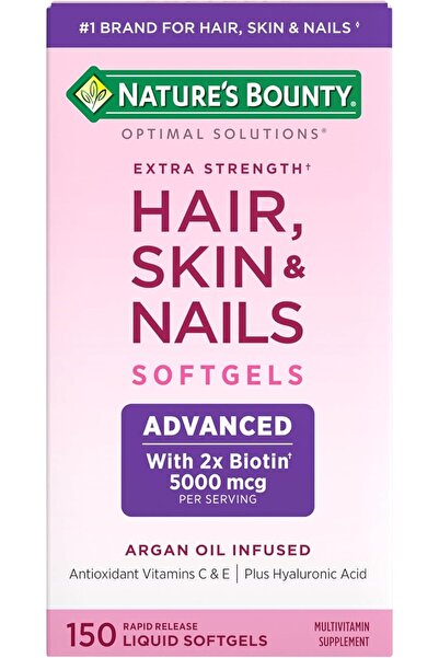Nature's Bounty الشعر والبشرة والأظافر، فيتامين مع البيوتين وحمض الهيالورونيك...
