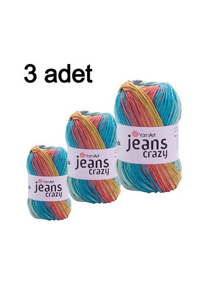 Yarnart Σετ Νήμα Υφαδιών Yarn Art Jeans Crazy 3 τεμάχια