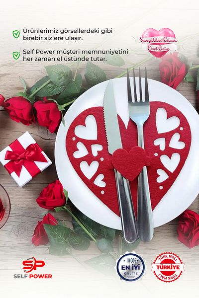 Self Power 2Pcs Valentine's Day Tableware Set, Valentine's Day Table Decorations