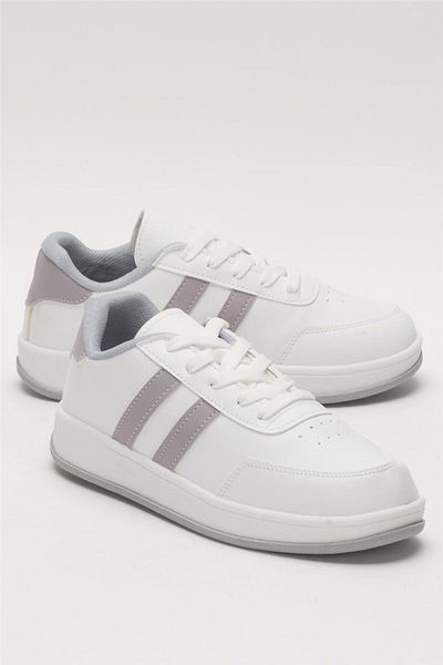Liger Unisex Flat ελαφριά σόλα Casual Sneaker Παπούτσια ΛΕΥΚΟ - ΓΚΡΙ