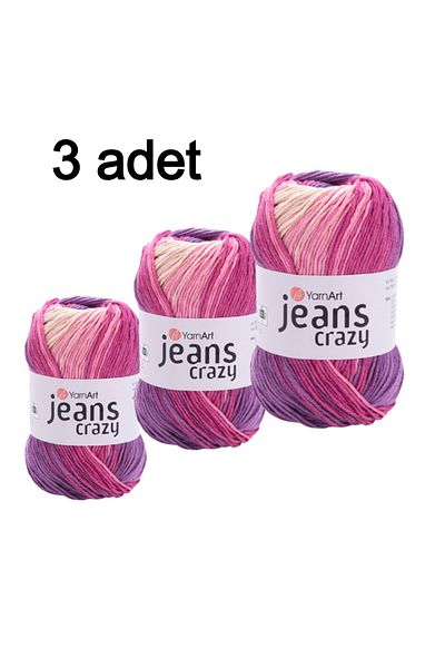 Yarnart Yarn Art Jeans Crazy Υλικό Πλέξιμο 8206Punch Υλικό 3 Συσκευασία