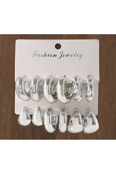 Lala Set of 6 Silver Earrings