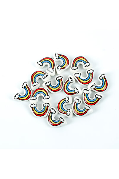 yfhobi 1 Adet - 14x18 mm Gökkuşağı Porselen Boncuk, Gökkuşağı Porselen Takı A...