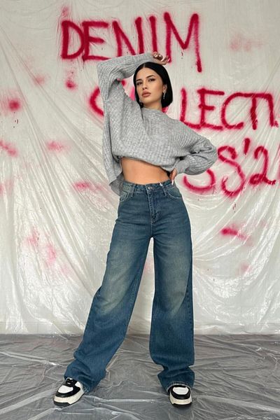 Kokosh moda Pantaloni de blugi confortabili bleumarin