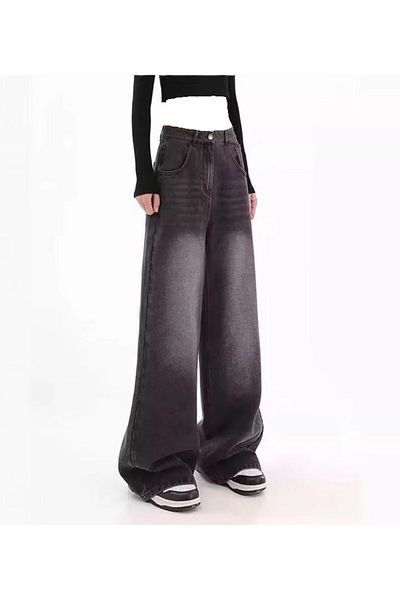 KOTOLOG Wide Leg Baggy Jean Trousers Smoked Washed Rotro