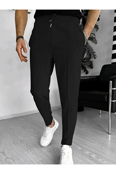 Kokosh moda Ανδρικό ψηλόμεσο παντελόνι βάφλα με κορδόνι με τσέπες