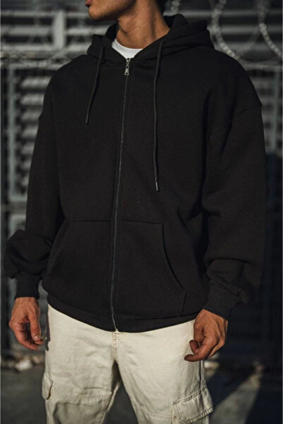 buğrahayalin Oversize Full Zip Long Sleeve Cardigan - Black