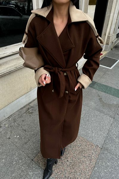 modaserdem Coat collar and cuff beige - brown