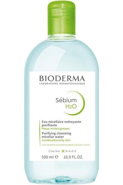 Bioderma Bioderma Sebium H2O Micellar Water, a facial cleansing and makeup removing solution for combination and oily skin