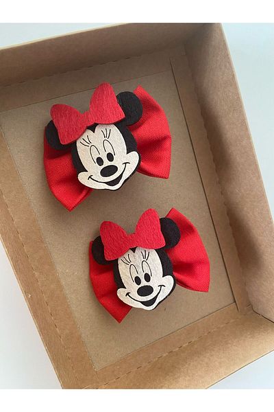 Minnie Mouse مجموعة من 2 مشبك أحمر