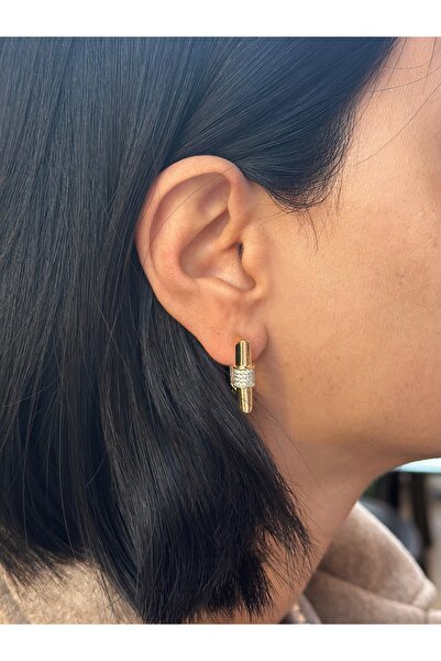 Serenity Atelier Yeni Sezon Dega Serisi Çift Renk Taş Detaylı Kare Küpe