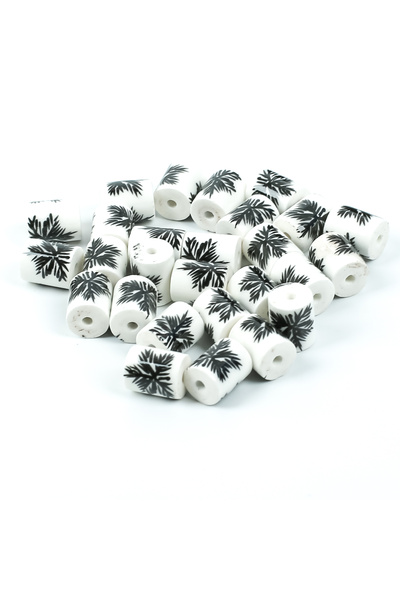 yfhobi 1 Adet - 8x10 mm Ebruli Desenli Silindir Porselen Boncuk, Porselen Tak...