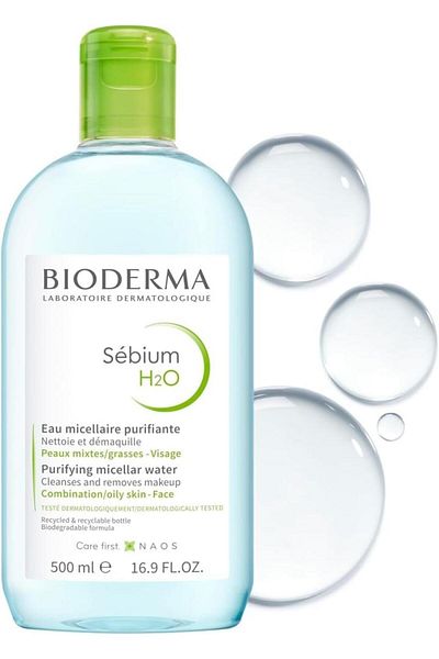 Bioderma Bioderma Sebium H2O Micellar Water, a facial cleansing and makeup removing solution for combination and oily skin