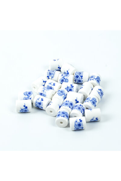 yfhobi 1 Adet - 8x10 mm Ebruli Desenli Silindir Porselen Boncuk, Porselen Tak...