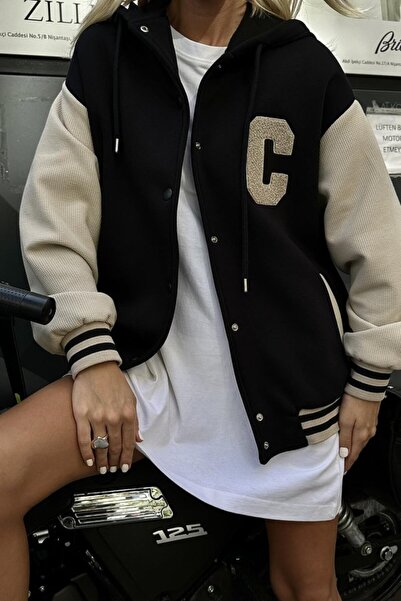 Kokosh moda معطف نسائي أسود من DRESSIFY بغطاء رأس Kolej