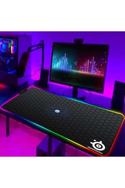 Laumango لوحة ماوس Steelseries25 RGB مقاس XXL مقاس 400 × 900 × 3 مم، لوحة ماوس ألعاب Steelseries25 RGB مقاس XXL، لوحة مفاتيح بإضاءة خلفية