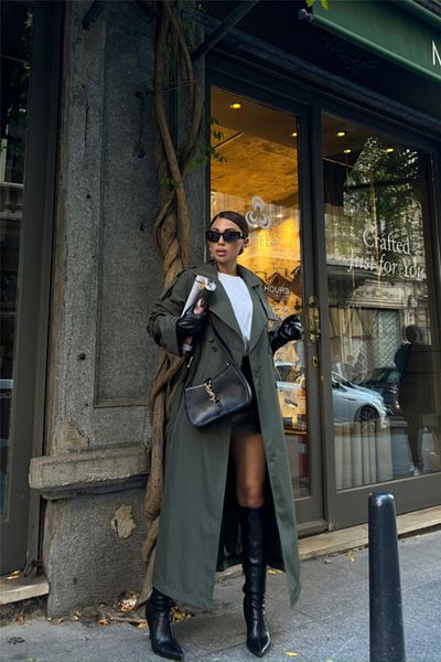 leyla sanat sanata yeni bir bakış açısı Trench with Side Slit Detail - Khaki