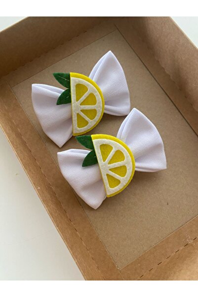 Stil Tasarım Toka Limonlu 2 li beyaz toka