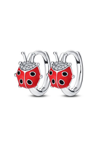 Choice PAE161 Springtime Earrings For Women 925 Silver Color Original Charm Double Hoop Butterfly Insect Ea