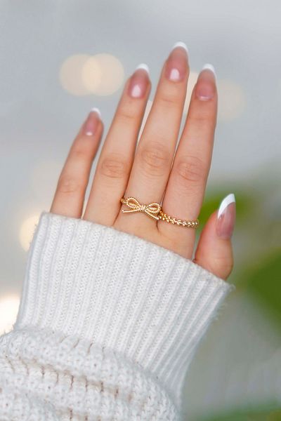 The Collection Set of 2 Bow and Caesar Model Gold Adjustable Women's Rings (2 Rings)