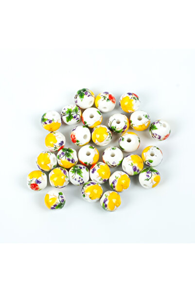 yfhobi 1 Adet - 10 mm Ebruli Desenli Yuvarlak Porselen Boncuk, Porselen Takı ...