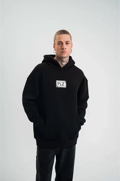 Modayakamoz Unisex Μαύρο Κεντημένο Φούτερ με κουκούλα - Μακρύ μανίκι