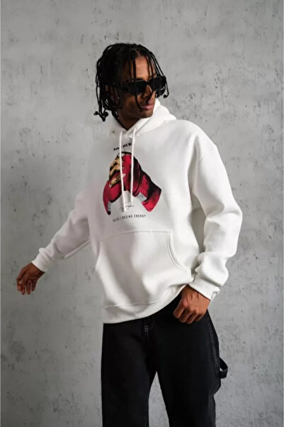 JANES Чоловічі рукавички з принтом і капюшоном - білі