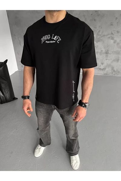 COTTONLAB Μπλουζάκι Unisex Printed Oversize - Μαύρο