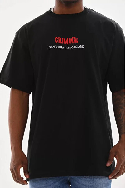 YALÇIN Eyesof Unisex Printed Oversize T-Shirt - Black