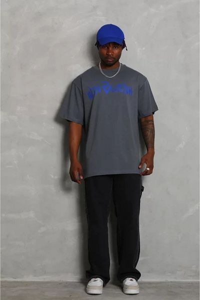Modayakamoz Καπνιστό μπλουζάκι Unisex Oversize με στάμπα με λαιμόκοψη